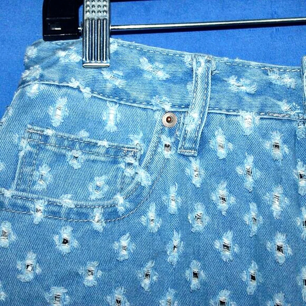 Rock & Roll Denim High Rise Eyelet Denim Shorts Blue NWT
